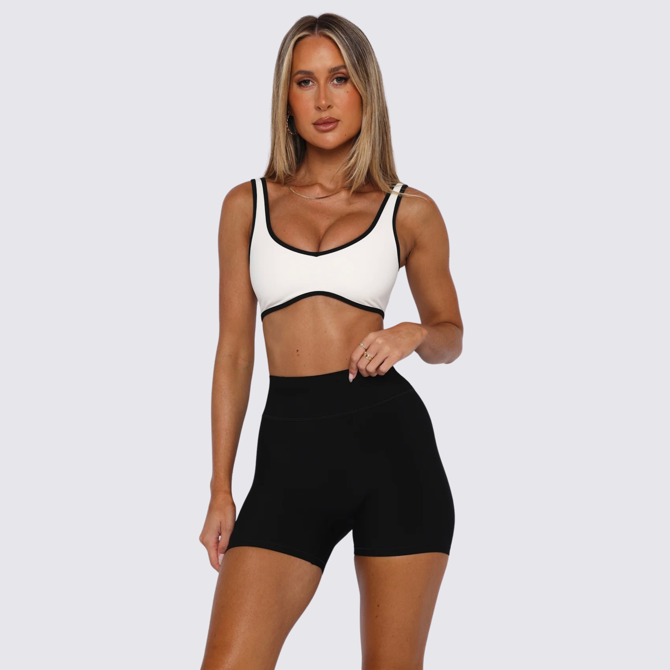 Flex Support Bra | White with Stripes