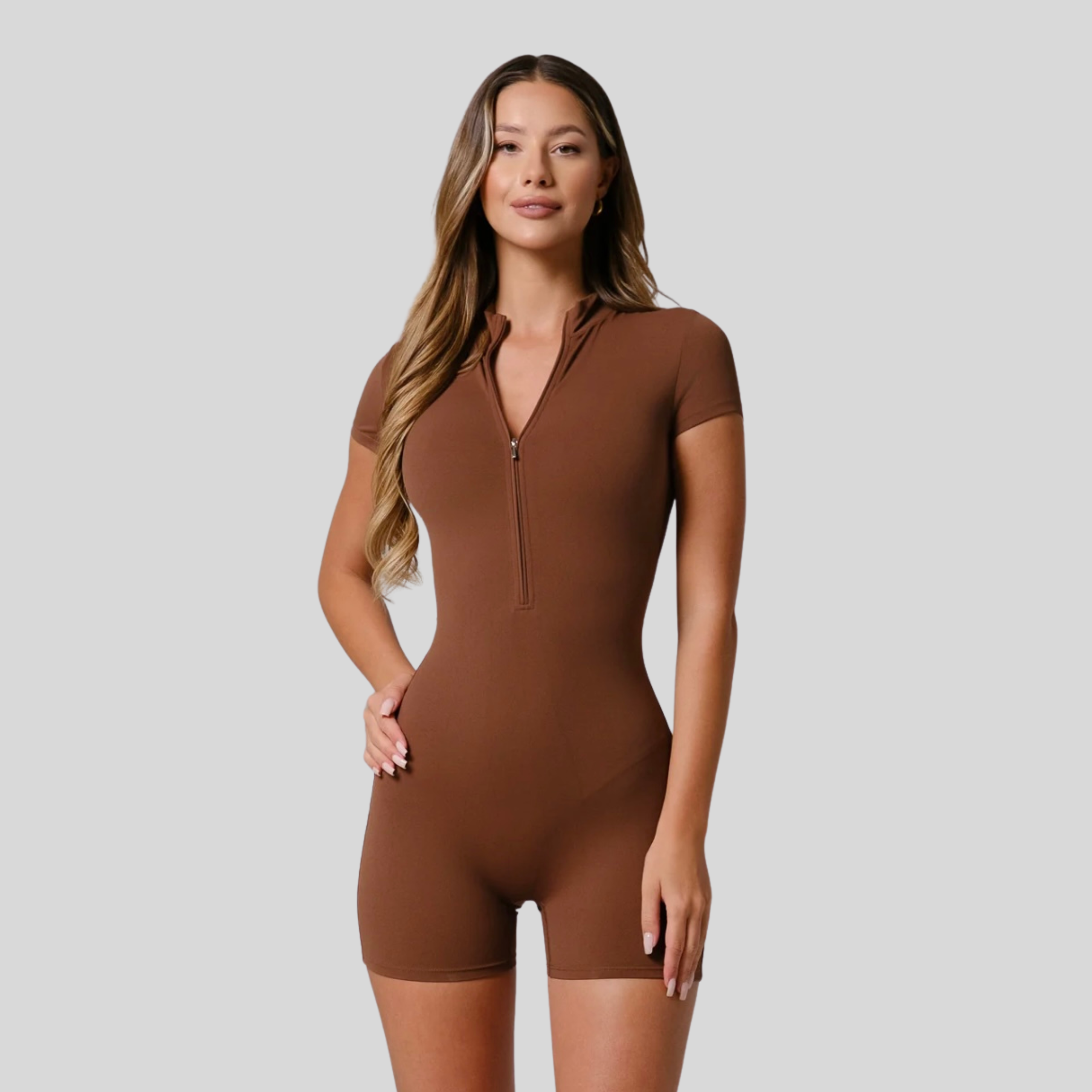 SculptZip Bodysuit | Brown